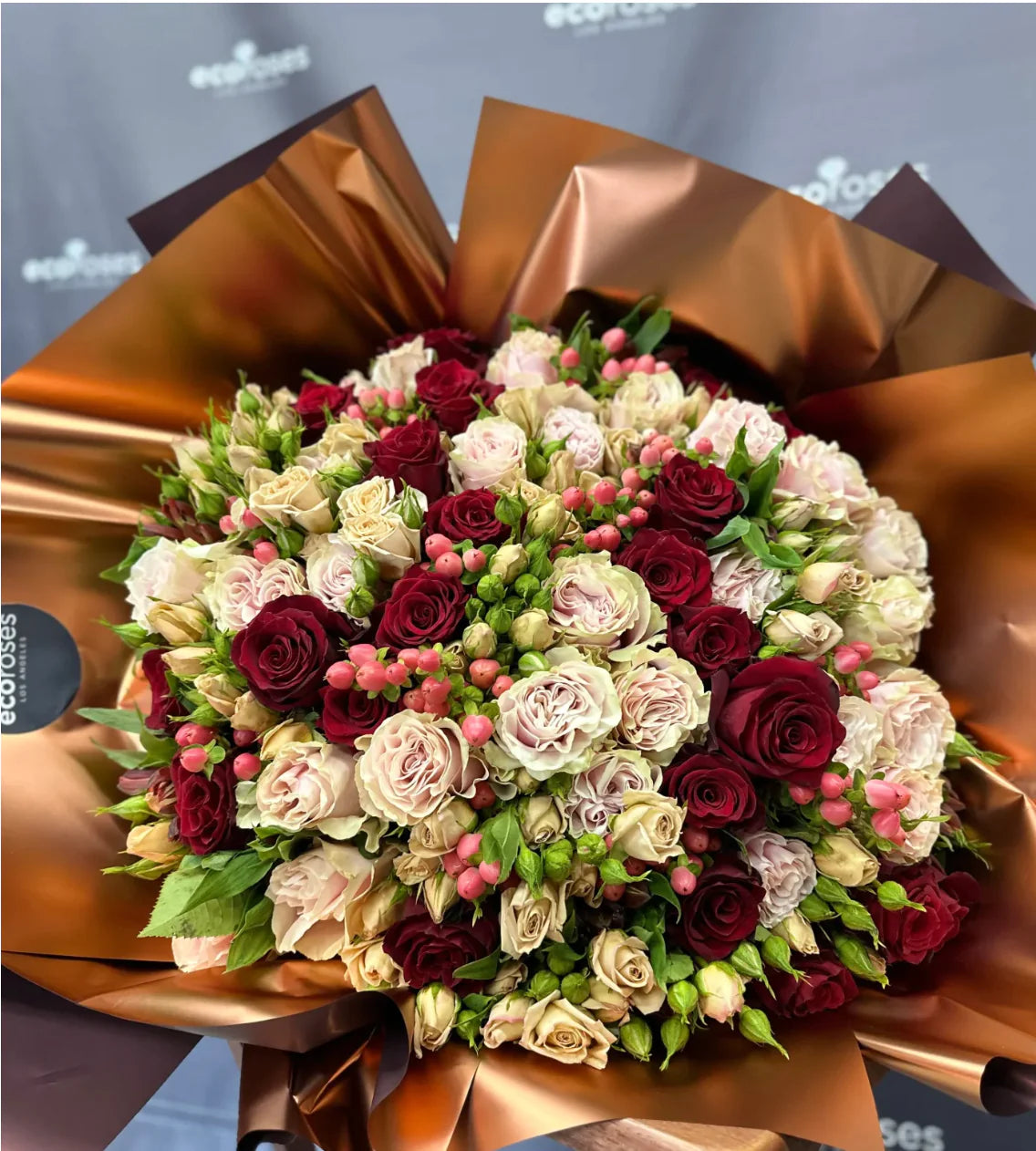 Bouquet called FiresideLove showcasing a warm, inviting arrangement of blooms Flowers Glendale California